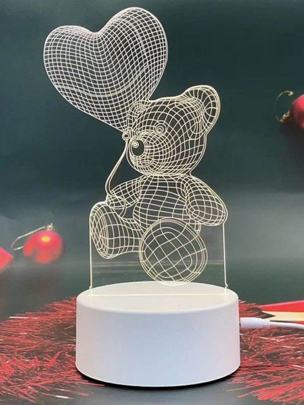 Balloon Bear 3D LED Night Light USB Powered Decorative Lamp (Gift Box Included)